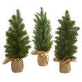 15" Mini Cypress and Pine Artificial Tree (Set of 3)