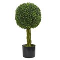 2' Boxwood Ball with Woven Trunk Artificial Tree UV Resistant (Indoor/Outdoor)