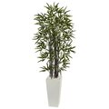5.5' Black Bamboo Artificial Tree in White Tower Planter