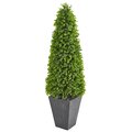 57" Eucalyptus Topiary Artificial Tree in Slate Planter (Indoor/Outdoor)