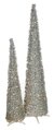 Earthflora's 5 Ft., And 7 Ft., Silver Christmas Tinsel Pull-up Trees With Led Lights