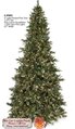 C-91011 9 feet Light Flocked Pine Tree -Slim - Mini Pine-Cones/Snowflake Clumps - 2,372 Green/White Tips