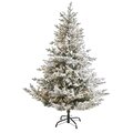 6' Flocked Fraser Fir Artificial Christmas Tree with 500 Warm White Lights and 236 Bendable Branches