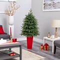 57” Vancouver Fir “Natural Look” Artificial Christmas Tree With 250 Clear LED Lights And 814 Bendable Branches In Red Tower Planter