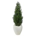 3.5' Mini Cedar Artificial Pine Tree in White Planter UV Resistant (Indoor/Outdoor)