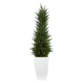 3.5’ Cypress Artificial Tree In White Metal Planter UV Resistant (Indoor/Outdoor)