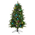 4' Montana Mountain Fir Artificial Christmas Tree with 200 Multi Color LED Lights, 25 Globe Bulbs and 394 Bendable Branches