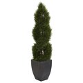 5’ Double Cypress Spiral Topiary Artificial Tree In Black Planter UV Resistant (Indoor/Outdoor)