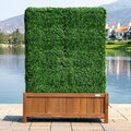 72" Tall 40" Wide 13" Deep Outdoor Artificial Boxwood Hedge with Wooden Planter Box Cedar Color Shown