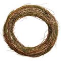 24" Twig Wreath With Moss  Brown Green