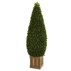 5' Boxwood Cone Topiary Artificial Tree with Decorative Planter