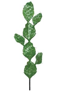 53 inches Plastic Prickly Pear Cactus with Brown Needles - Green - Bare Stem - 7 inches Stem