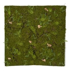 19 Inch L X 19.25 Inch W Artificial Green Moss Sheet With Fern And Bark