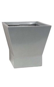 14 inches Fiberglass Square Pot - 9.5 inches Bottom Diameter - Silver