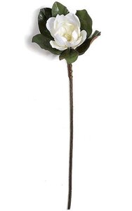 31 inches Magnolia Spray - 1 White Flower - 6 Leaves - 22.5 inches Stem