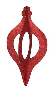 36 inches x 20 inches Fiberboard Glittered 3D Finial Ornament - Red