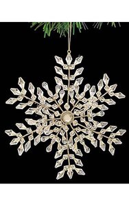 7 inches Acrylic Snowflake Ornament with Jewels - Double-Sided - Champagne
