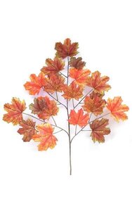 40 inches Canadian Maple Branch - 20 Orange/Red/Brown Leaves
