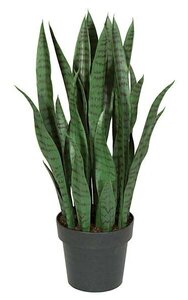 28 inches Plastic Sansevieria Plant - 27 Dark Green Leaves - 7 inches Weighted Base