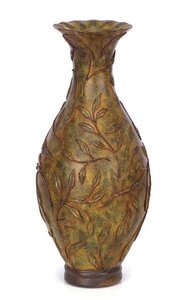 15.25 inches Resin Laurel Leaf Flute Vase - 1.25 inches Opening - Rust