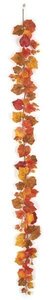 6 feet Grape Leaf Garland - 85 Leaves - Orange/Red