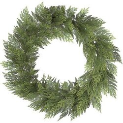 C-0642 30 inches Plastic Cedar Wreath - Triple Ring - 108 Tips - Green