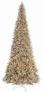 7.5 feet VINTAGE  Christmas Tree - Slim Size - Warm White LED Lights - Wire Stand