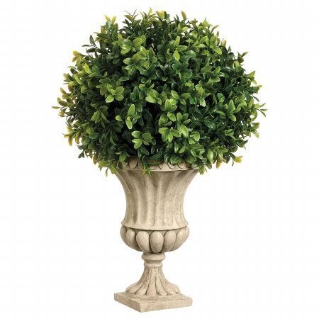 EF-7576 16"Hx10"Wx10"L Boxwood Ball in Resin Urn Green (Price is for a 2 pc set)