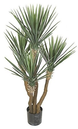 57 inches Plastic Outdoor Yucca Rostrata Plant - Synthetic Trunk - 235 Green Leaves