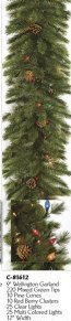 9 feet Wellington Christmas Garland with cones, berries, clear & multicolored lights