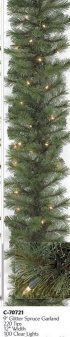 9 feet Glitter Spruce Christmas Garland with lights