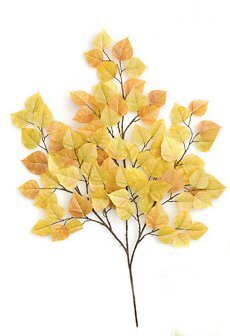 P-087YB  27 inches Cottonwood (Aspen)Branch -90 leaves -yellow/ Light Brown (Sold Per Dozen)