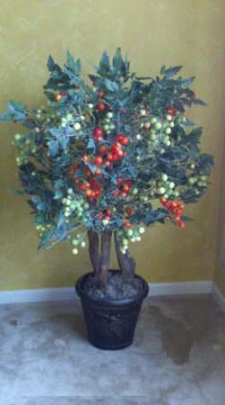 EF-2313 Custom Made to order Faux Tomato Tree Bush  Natural Wood Trunk Sizes start from 2 feet tall to 5 feet tall.