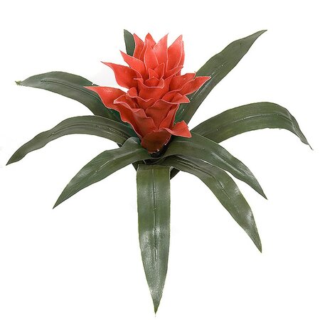 14 inches Tropical Polyblend All Weather Bromeliads come in Orange, Red, Yellow or Fuschia Colors
