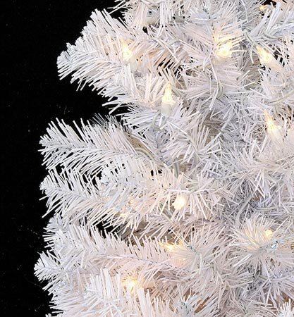 Slim White Tinsel Christmas Tree in 7.5 feet Tall & 10 feet Tall Heights with Clear Lights