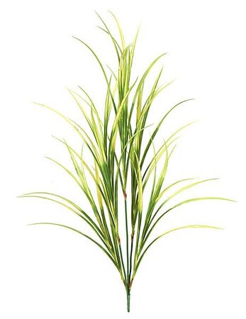42 inches Plastic Grass Bush - 52 Green/Yellow Leaves - 24 inches Width - Bare Stem