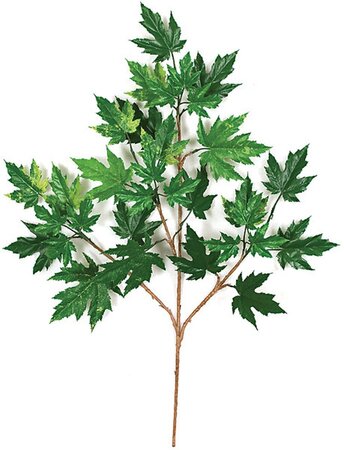28 inches Rock Maple Branch - 32 Leaves - Green - FIRE RETARDANT