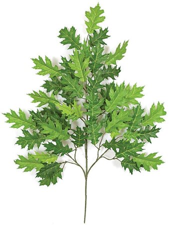 29 inches Pin Oak Branch - 54 Leaves - Tutone Green - FIRE RETARDANT