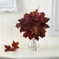 18" Autumn Maple Leaf Artificial Plant in Glass Planter