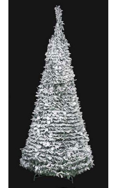 Earthflora Christmas Holiday Flocked Holly Pop Up Tree White Green