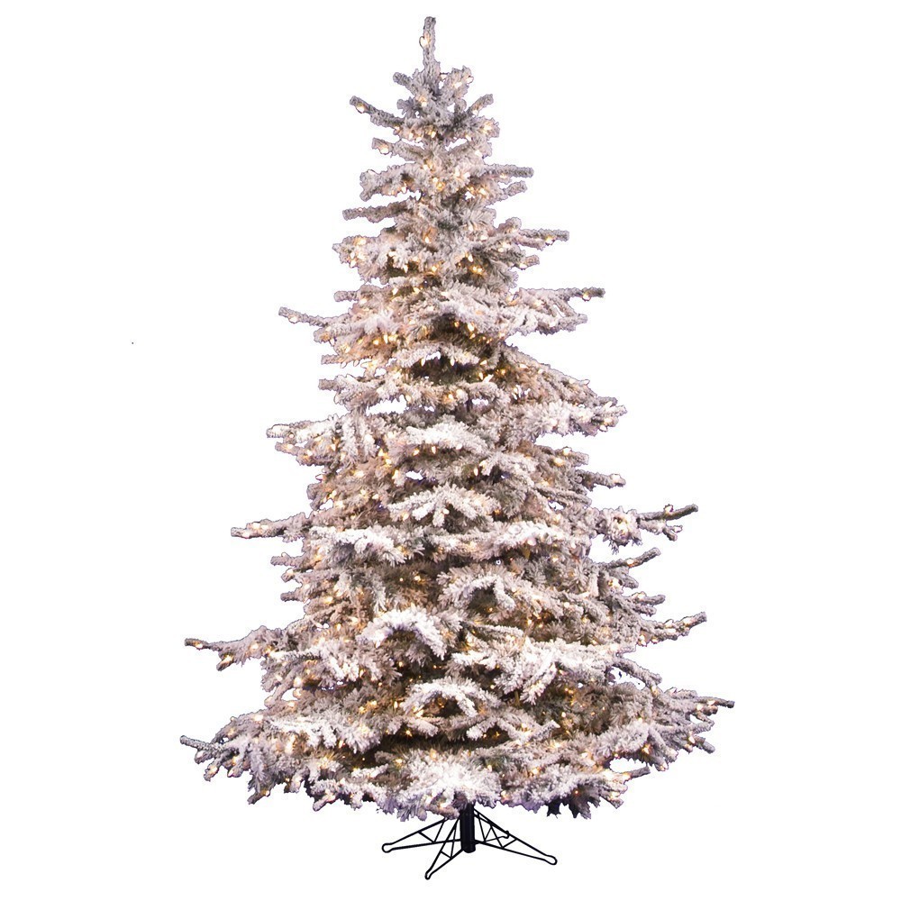 Earthflora > Prelit Artificial Flocked Christmas Trees > 10 feet x 68