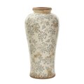 16" Tuscan Ceramic Floral Scroll Urn Vase