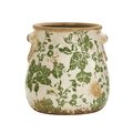 6.5" Tuscan Ceramic Green Scroll Planter