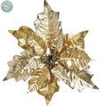 9.5 inches Metallic Poinsettia With Clip Two Tone Gold