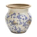 10.5" Tuscan Ceramic Blue Scroll Urn Vase