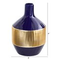 9" Lux Blue Ceramic Vase with Gold Band