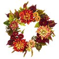 22" Dahlia  and Mum Wreath