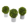 9" Boxwood Artificial Mini Topiary (Set of 3)