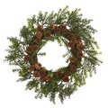 22" Cedar, Grass and Pine Cone Artificial Wreath UV Resistant (Indoor/Outdoor)