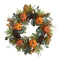 24" Pumpkins, Pine Cones and Berries Fall Artificial Wreath